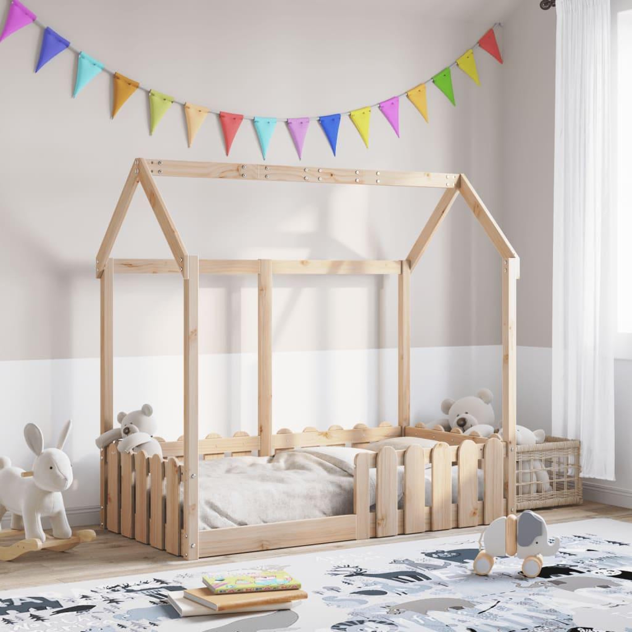 VIDAXL Cadre de lit d'enfants forme de maison sans matelas pin massif