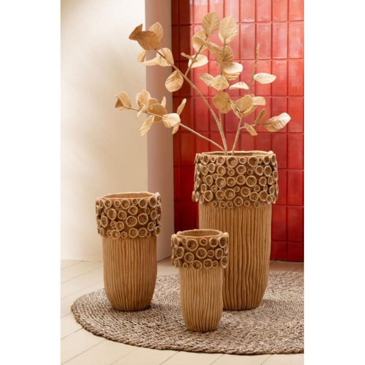 Paris Prix Vase Corail en Argile  Isidro  56cm Ocre