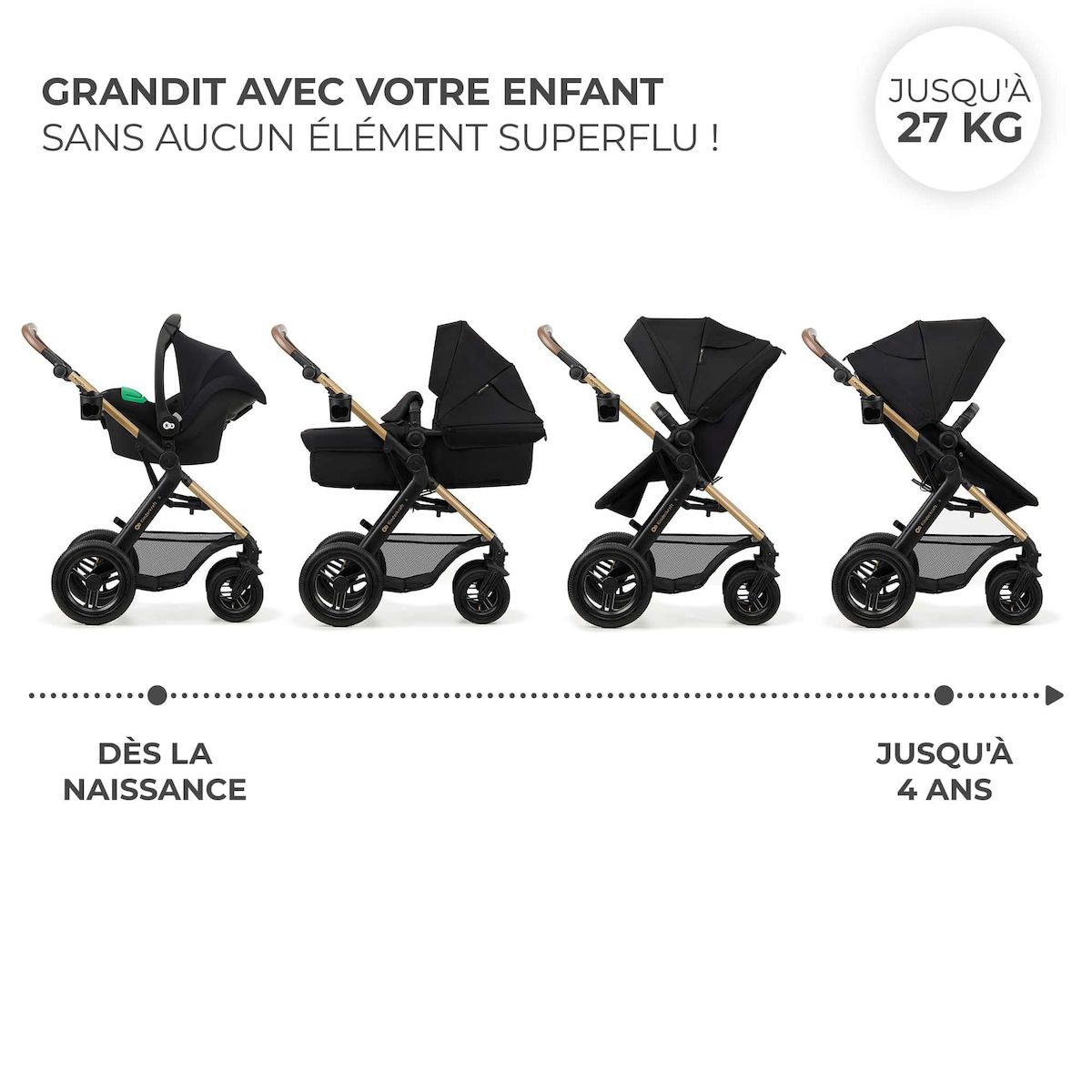 KINDERKRAFT Poussette trio moov 2 pratique et confortable