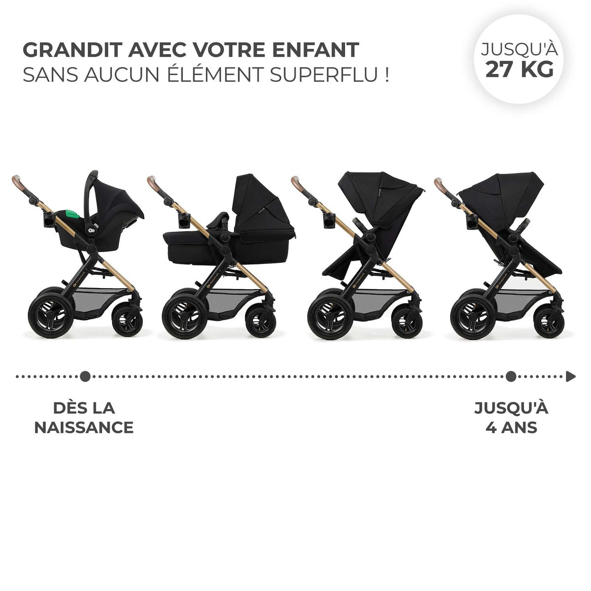 KINDERKRAFT Poussette trio moov 2 pratique et confortable