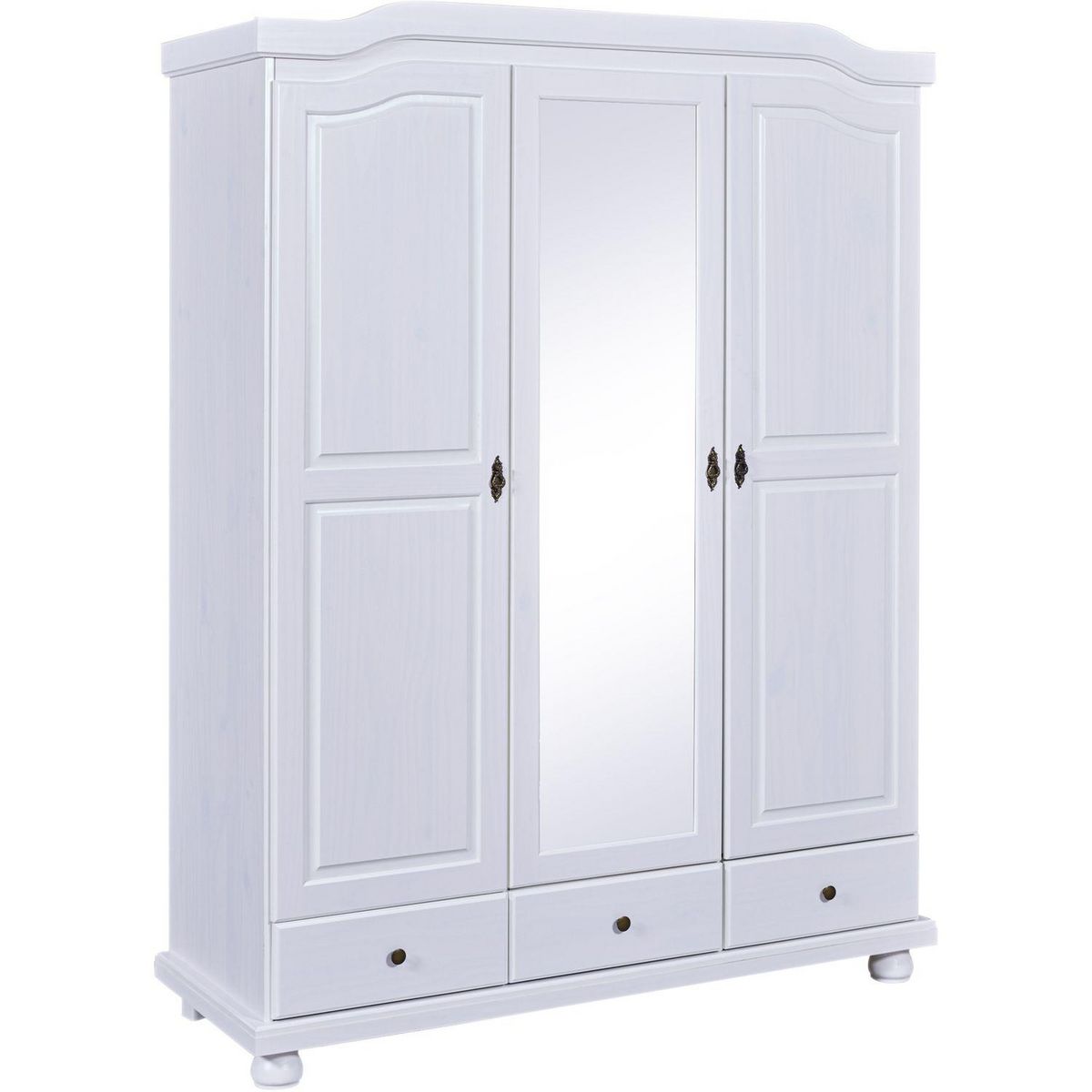 Armoire rustique en pin massif 3 portes  3 tiroirs L104cm BASTIAN