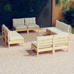 VIDAXL Salon de jardin 8 pcs avec coussins creme Bois de pin