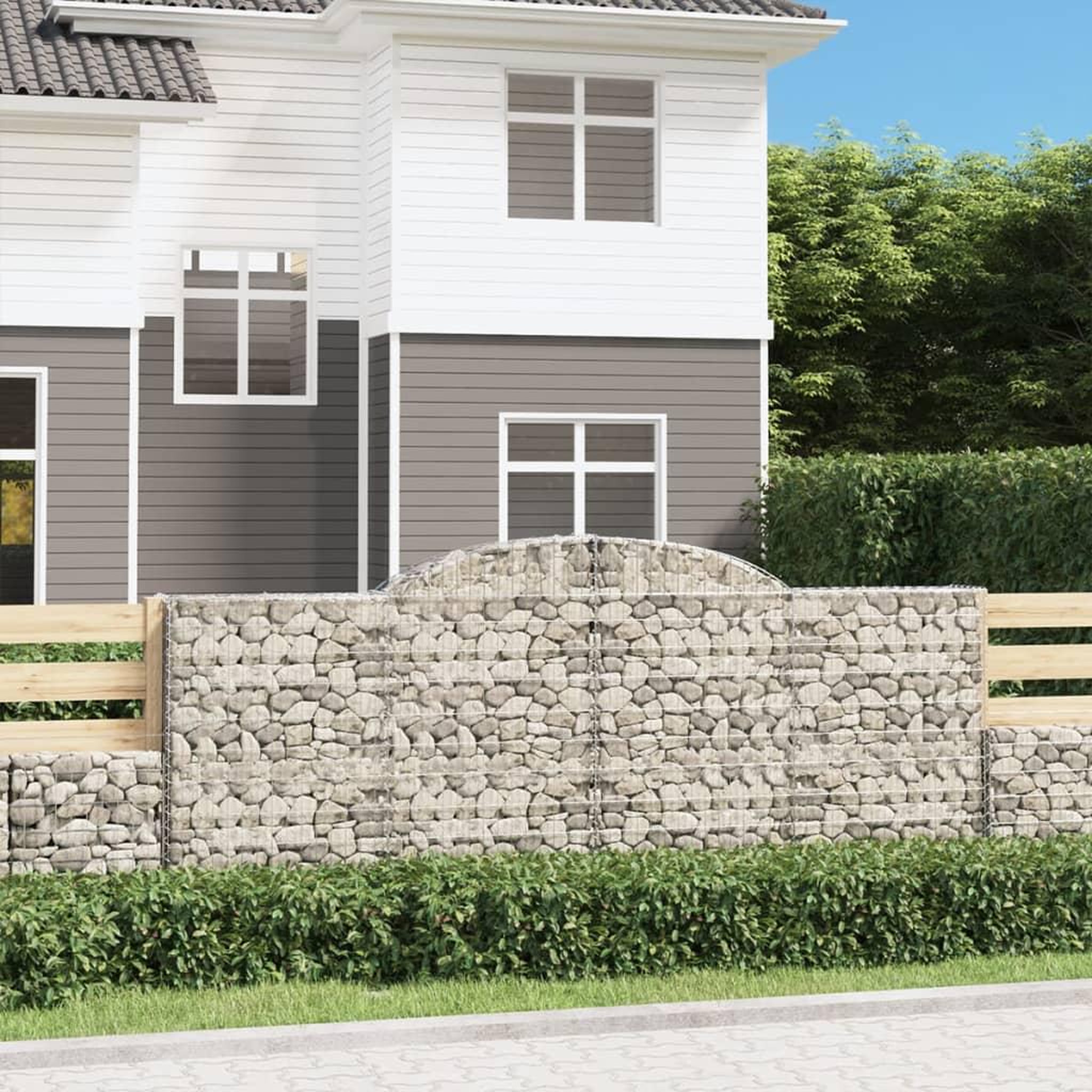 VIDAXL Paniers a gabions arques 25 pcs 300x30x120/140 cm fer galvanise