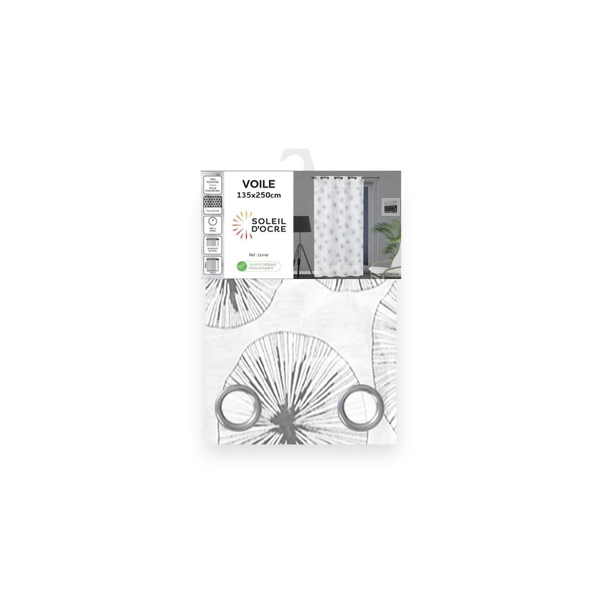 SOLEIL D'OCRE Voilage à oeillets 135x250 cm LIONEL blanc par Soleil d'ocre