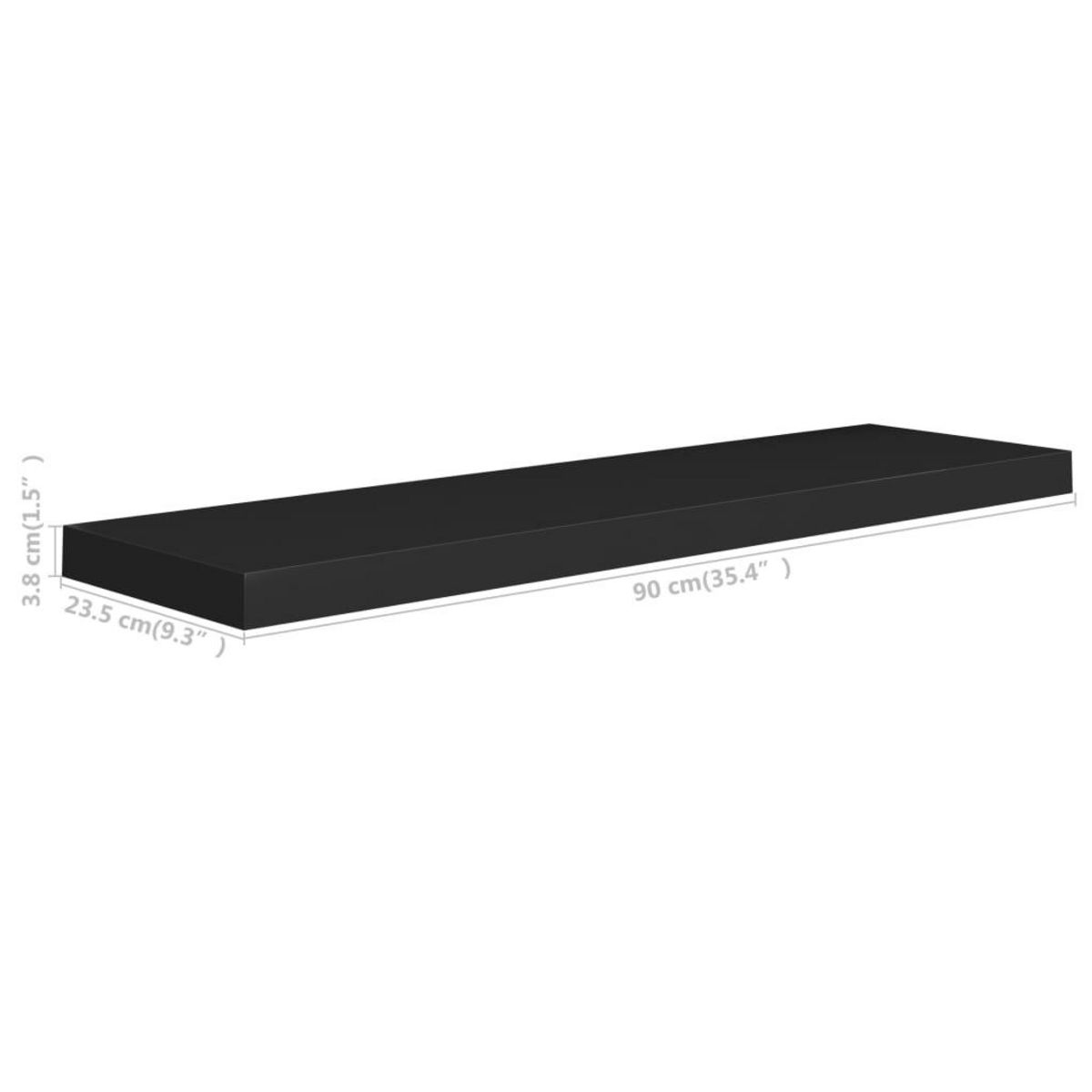 VIDAXL Etageres murales flottantes 2 pcs noir 90x23,5x3,8 cm MDF