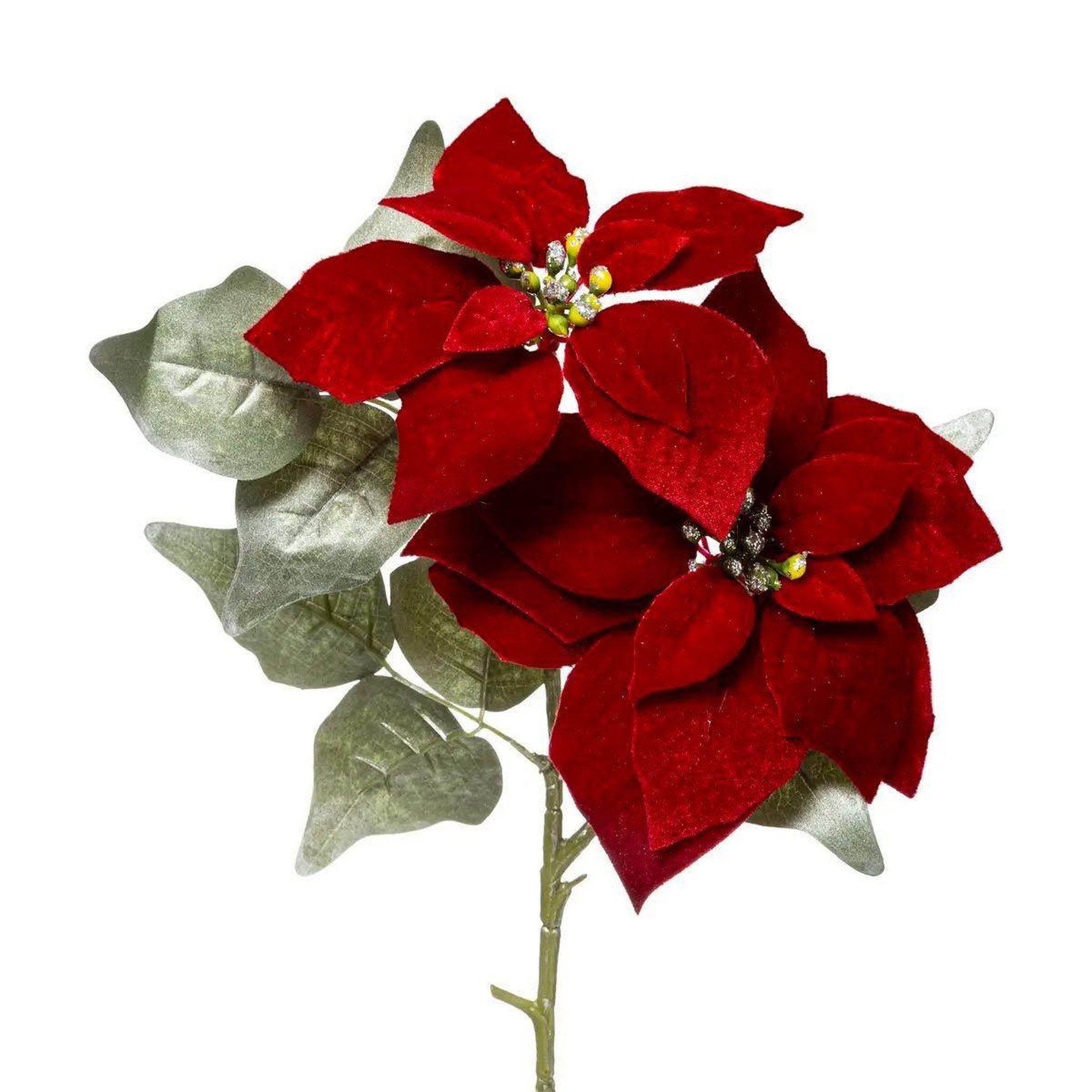 Voir la diapositive 2 : ATMOSPHERA Branche de fleur poinsettia  soir  75cm rouge