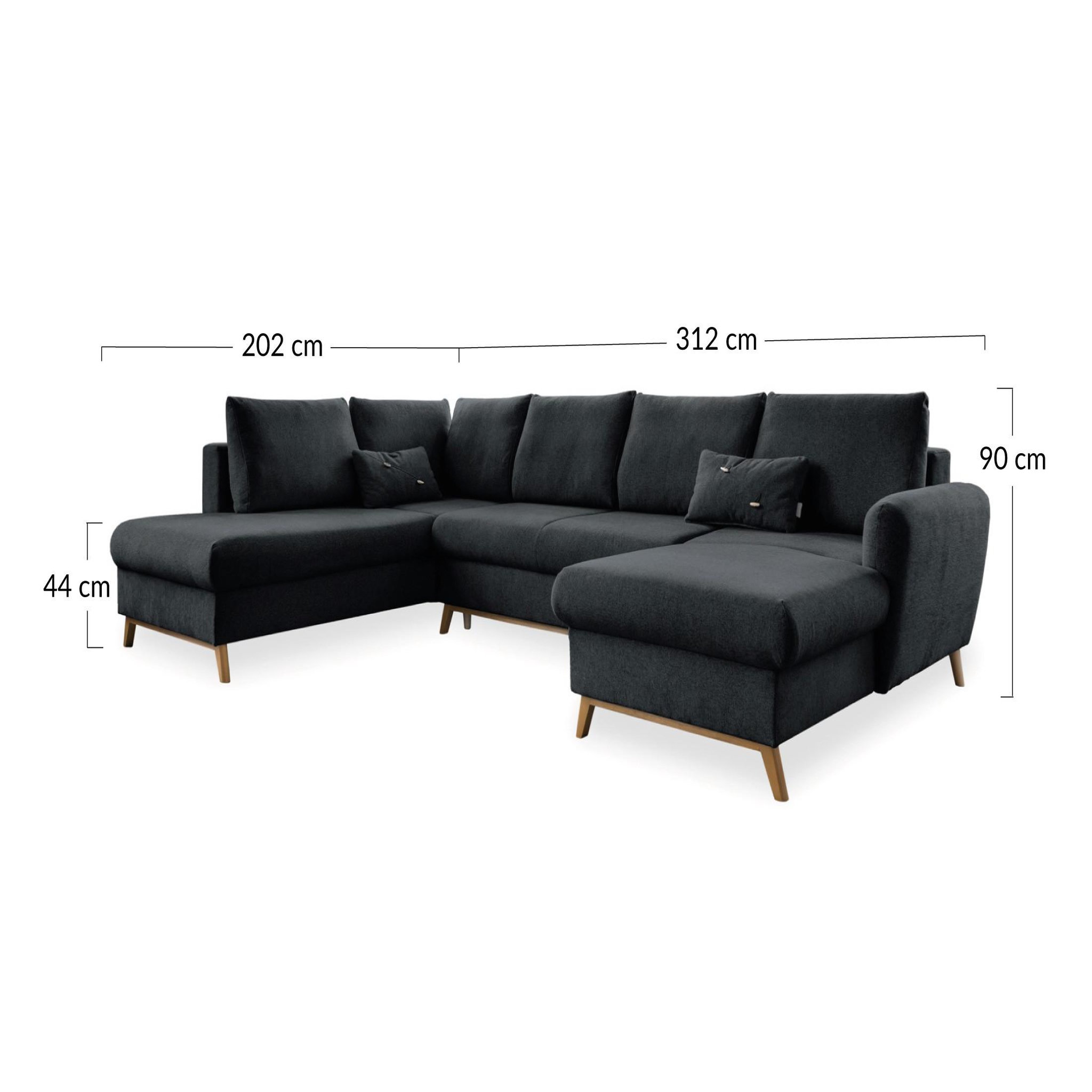 Voir la diapositive 6 : BEST MOBILIER Lagom - canapé d'angle panoramique - convertible - avec coffre - en tissu - 7 places - gauche