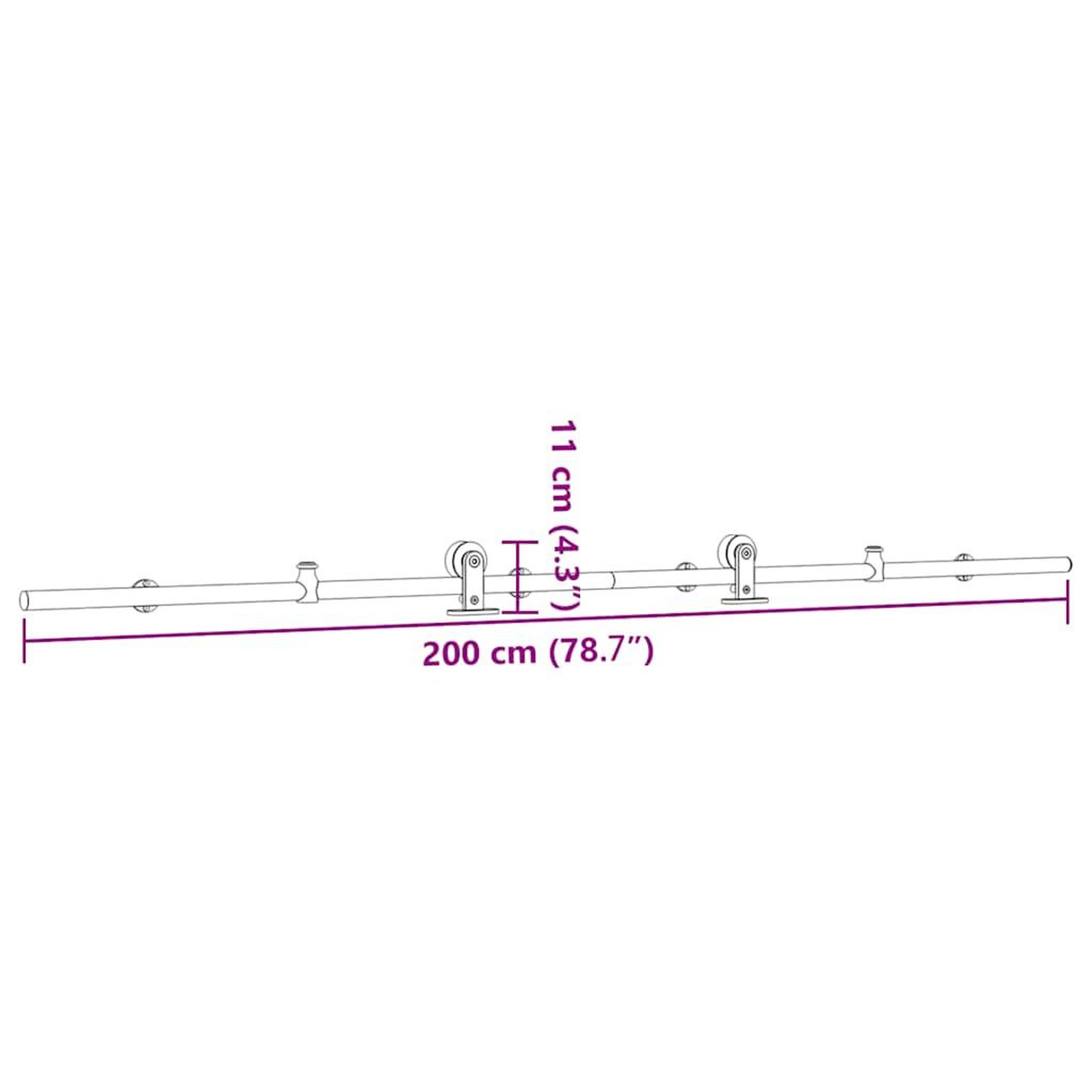 Voir la diapositive 6 : VIDAXL Kit fixation porte coulissante 200 cm Acier inoxydable Argente