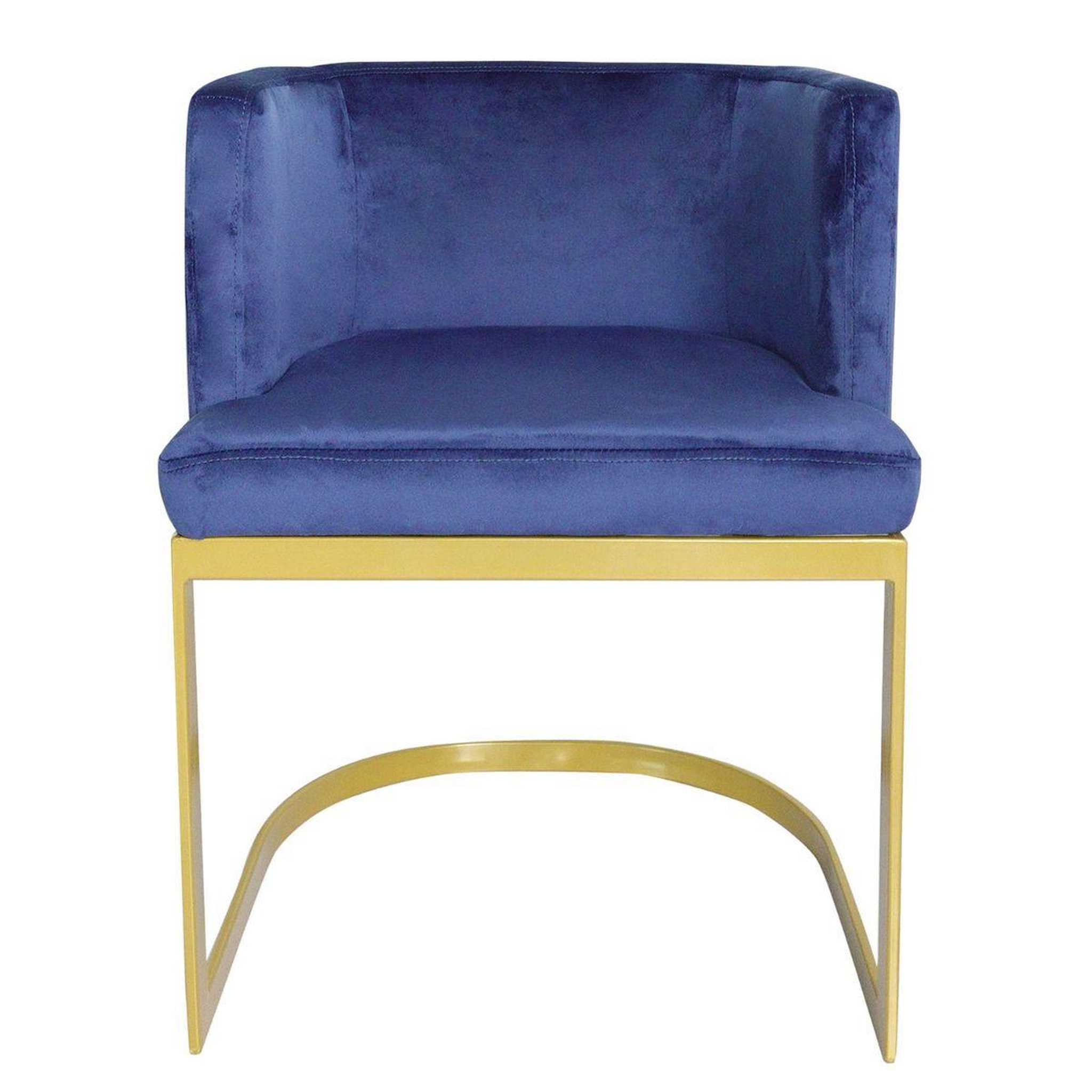 Voir la diapositive 2 : Paris Prix Chaise design en velours  noemy  75cm bleu & or