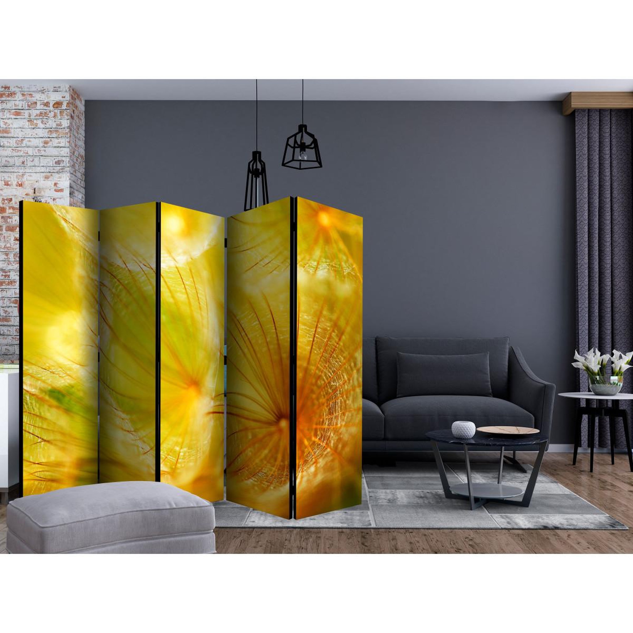Voir la diapositive 2 : Paris Prix Paravent 5 volets  soft dandelion flower  172x225cm