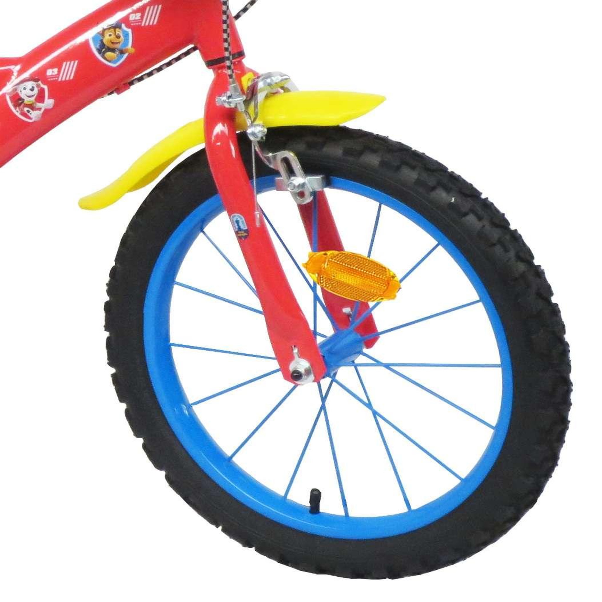 Voir la diapositive 4 : Nickelodeon Vélo enfant - Modèle 16'' Pat Patrouille + Casque pour enfant de 105/120 cm avec stabilisateurs - 2 freins - Plaque décorative avant - Porte bidon