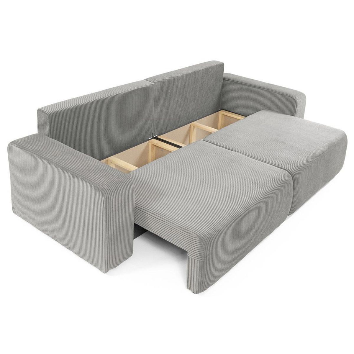 BEST MOBILIER Artemisa - canapé droit 3 places convertible avec coffre en velours côtelé