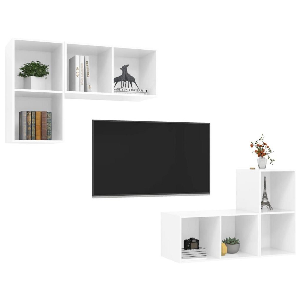 VIDAXL Meubles TV muraux 4 pcs Blanc brillant Bois d'ingenierie