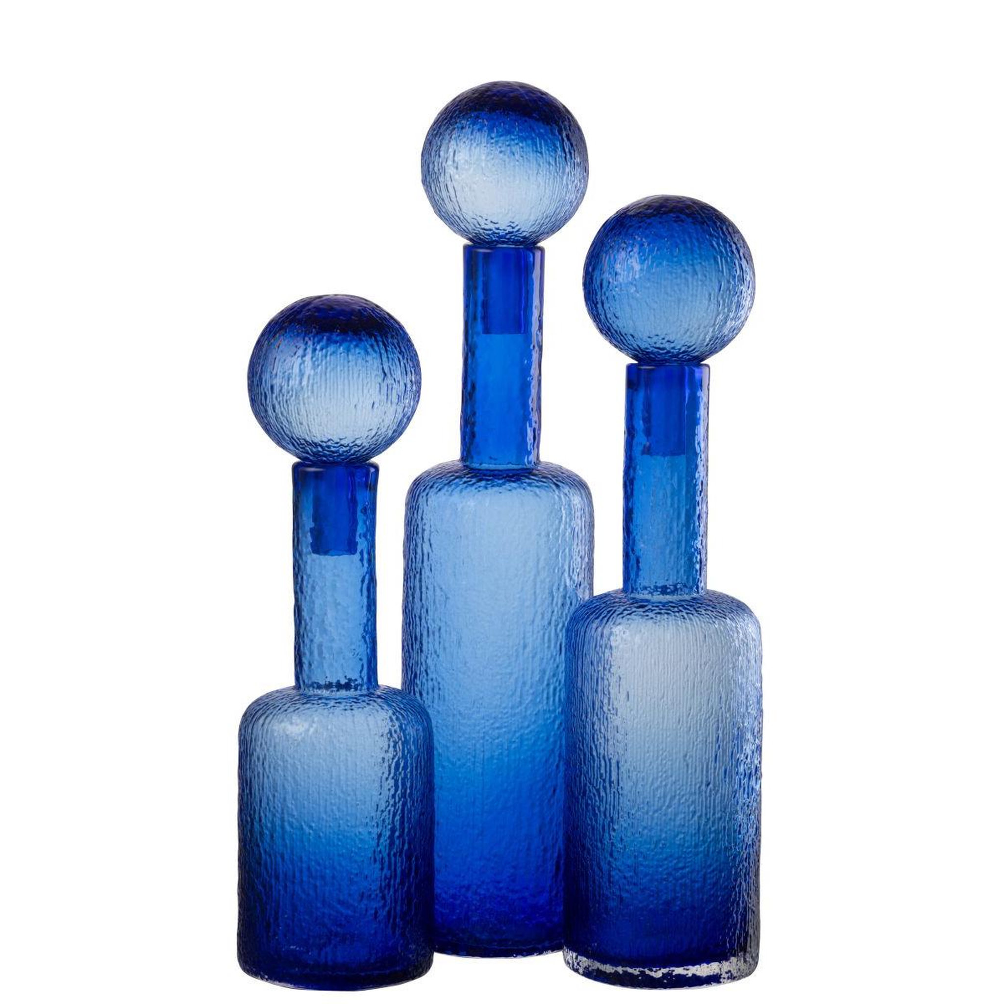 Voir la diapositive 3 : J-LINE Bouteille déco en verre  spiaggia  43cm bleu