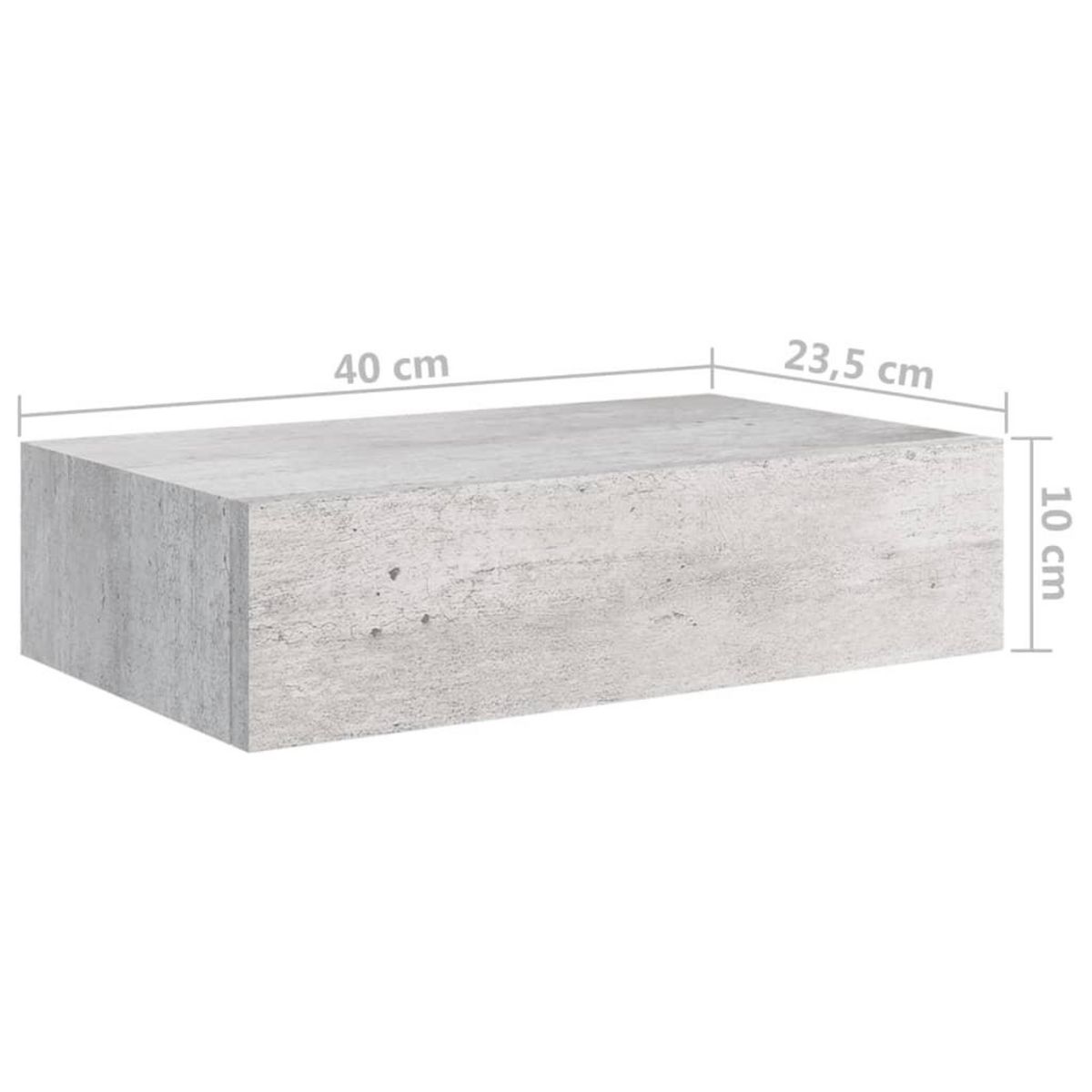 VIDAXL Etagere a tiroir murale Gris beton 40x23,5x10 cm MDF