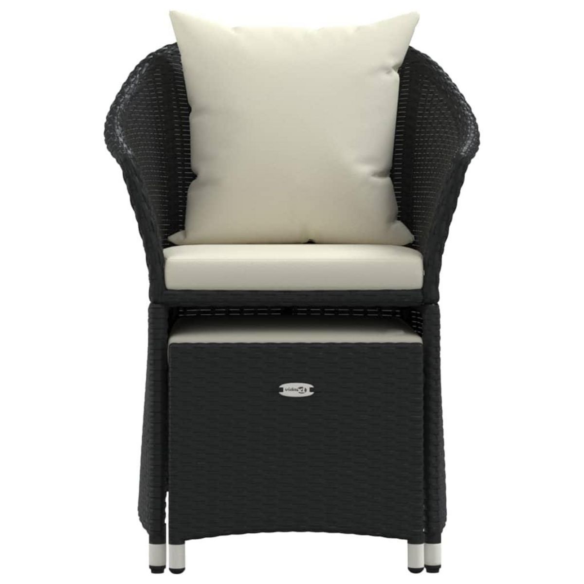 VIDAXL Salon de jardin 2 pcs avec coussins Noir Resine tressee