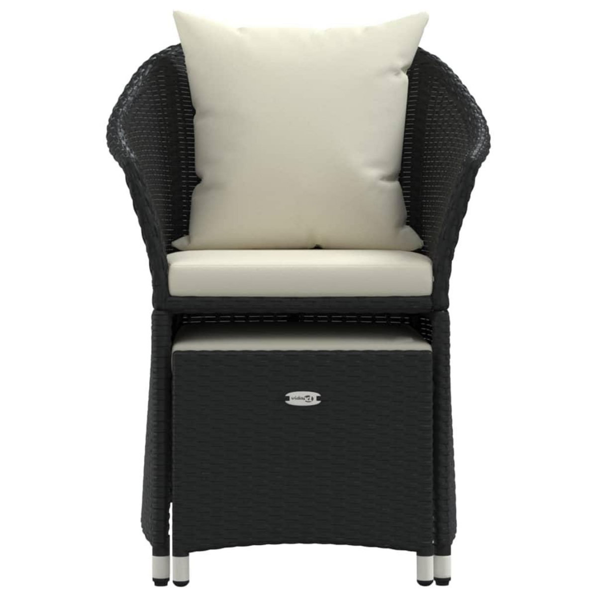 VIDAXL Salon de jardin 2 pcs avec coussins Noir Resine tressee