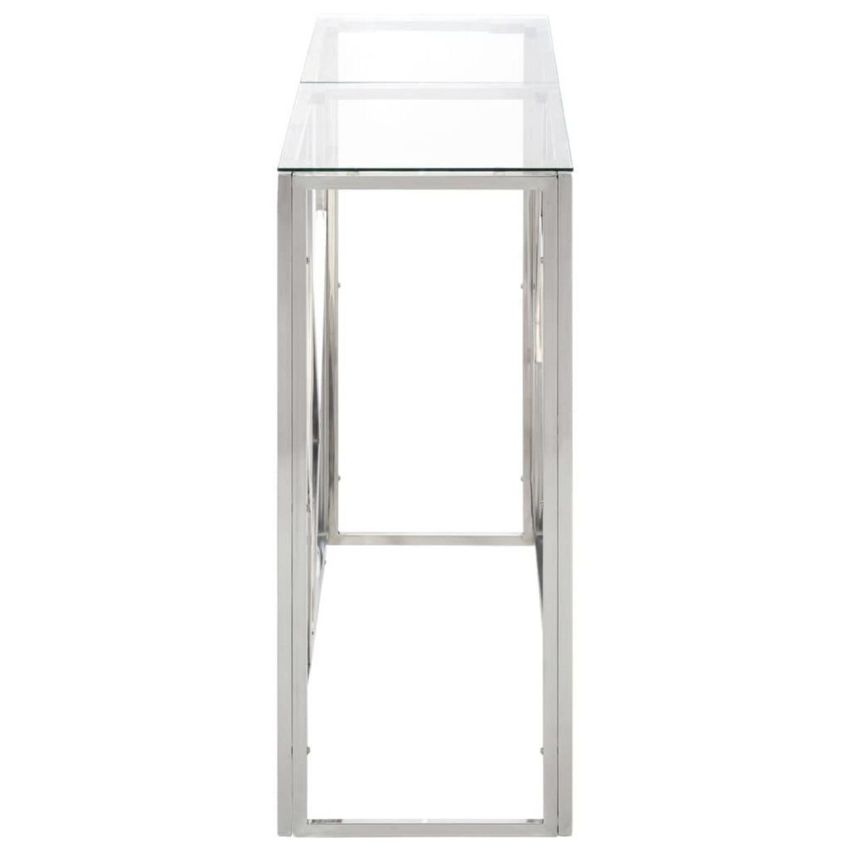 VIDAXL Table console argente acier inoxydable et verre trempe