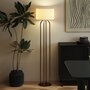 Voir la diapositive 2 : HOMCOM Lampadaire design métal doré 4 pieds base abat-jour circulaire lin beige dia. 38 x H.161 cm