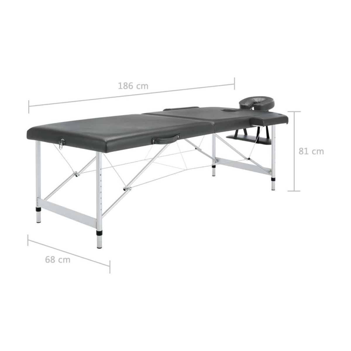 VIDAXL Table de massage 2 zones Cadre en aluminium Anthracite 186x68cm