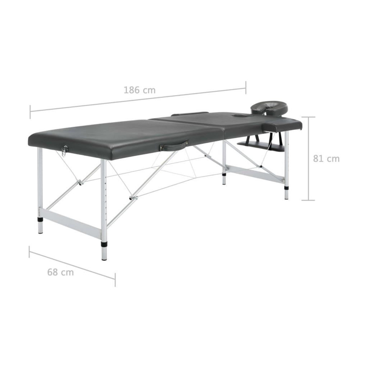 VIDAXL Table de massage 2 zones Cadre en aluminium Anthracite 186x68cm