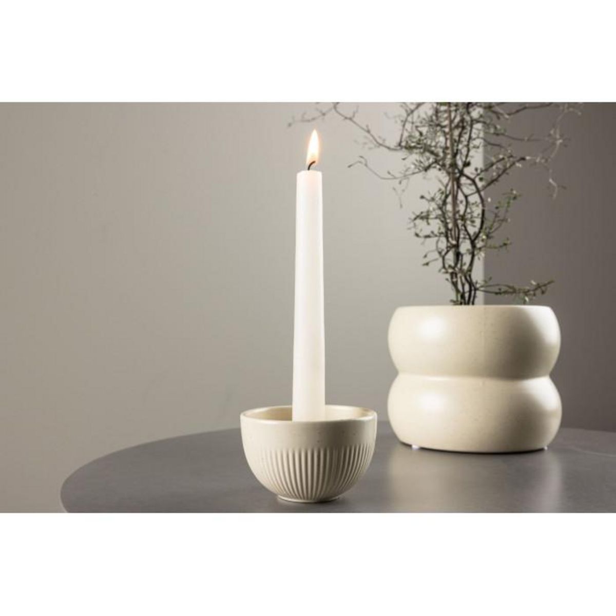 Paris Prix Bougeoir Design en Céramique  Posh  9cm Beige & Noir