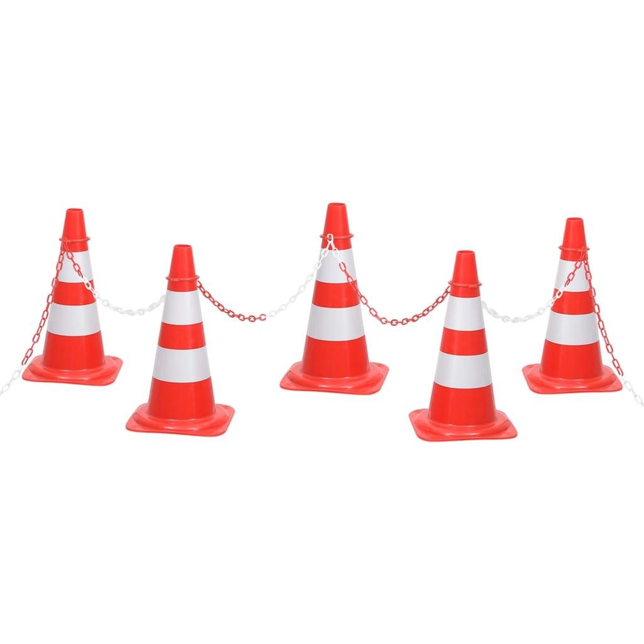 Voir la diapositive 2 : VIDAXL Ensemble de cones avec 10 m de chaîne Rouge et blanc