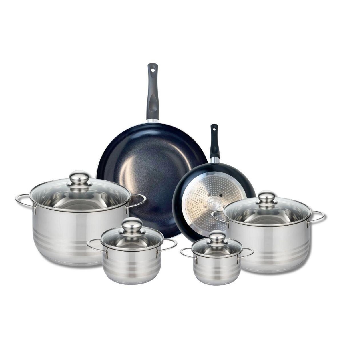 ELO Ensemble de 2 Poêles de cuisson 20 et 28 cm et 4 faitouts 12, 14, 20 et 24 cm Elo Prima Brillant