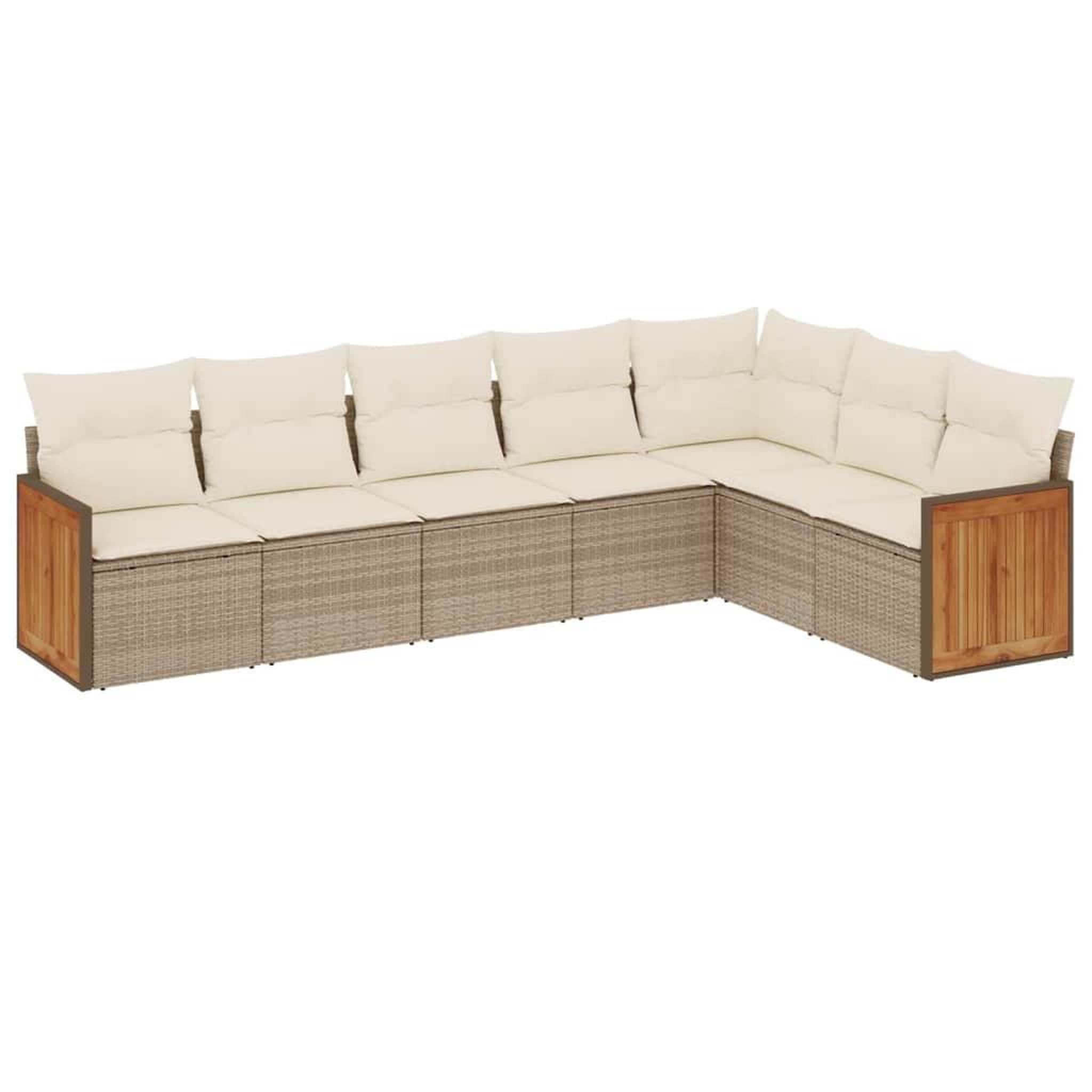 Voir la diapositive 2 : VIDAXL Salon de jardin avec coussins 7 pcs beige resine tressee