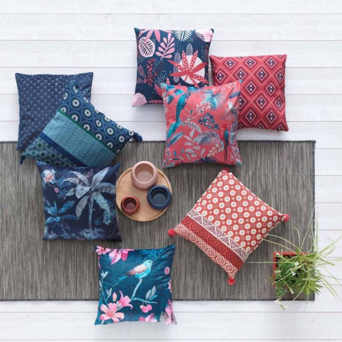 Paris Prix Housse de Coussin  Neo Berbère  40x40cm Rouge