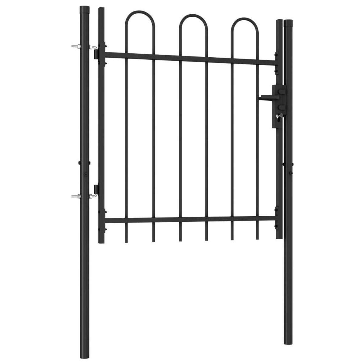 VIDAXL Portillon simple porte avec dessus arque Acier 1x1 m Noir