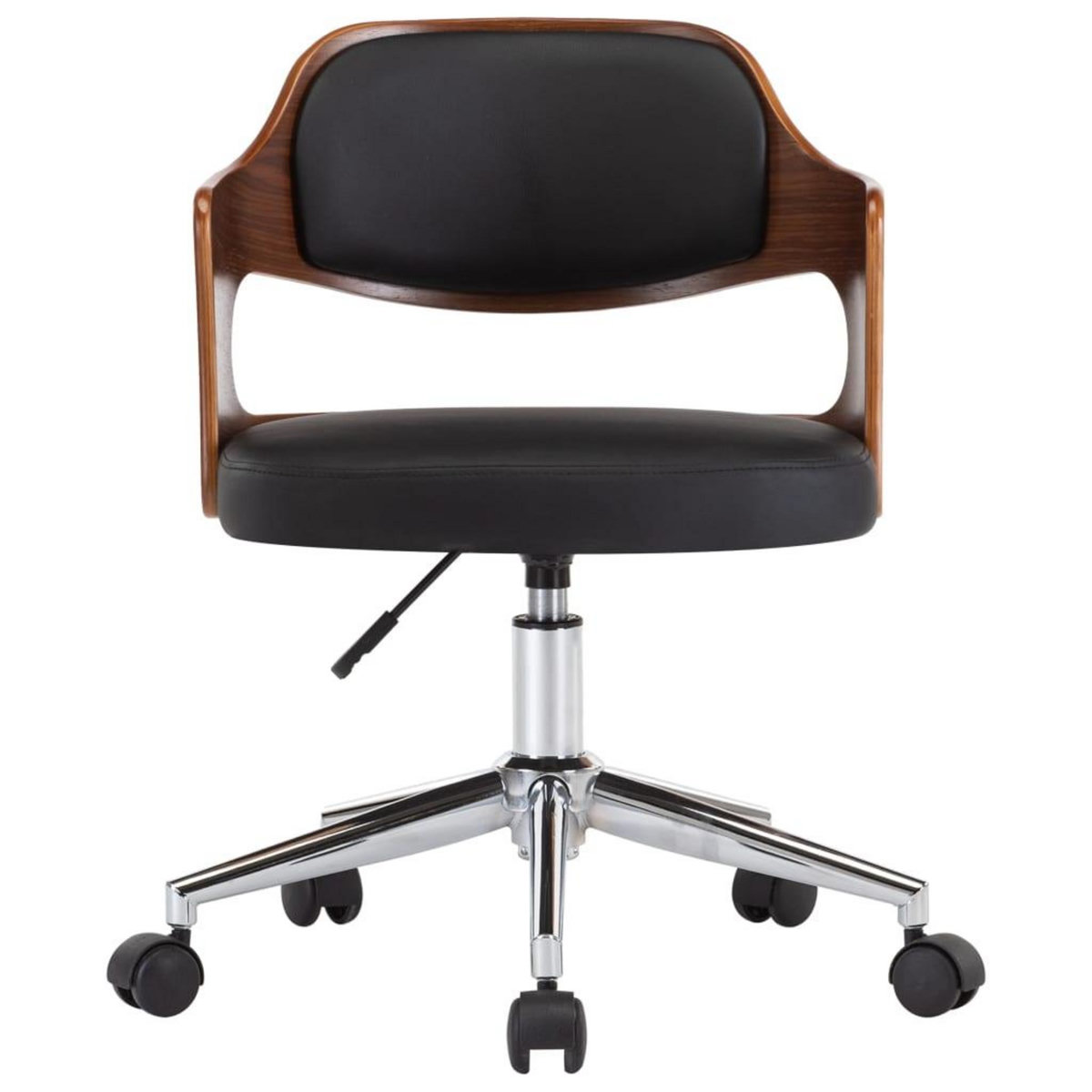 VIDAXL Chaise pivotante de bureau Noir Bois courbe et similicuir