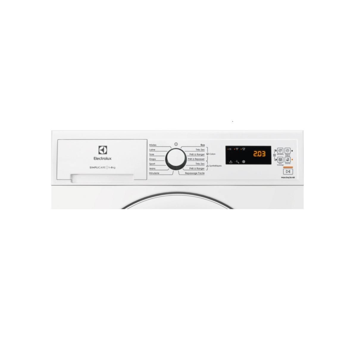 ELECTROLUX Sèche-linge pompe à chaleur 60cm 8kg blanc - EDHF4812AC
