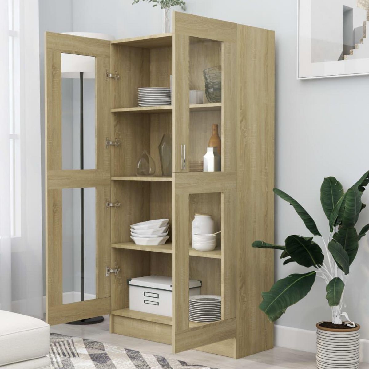 VIDAXL Armoire a vitrine Chene sonoma 82,5x30,5x150 cm Bois ingenierie