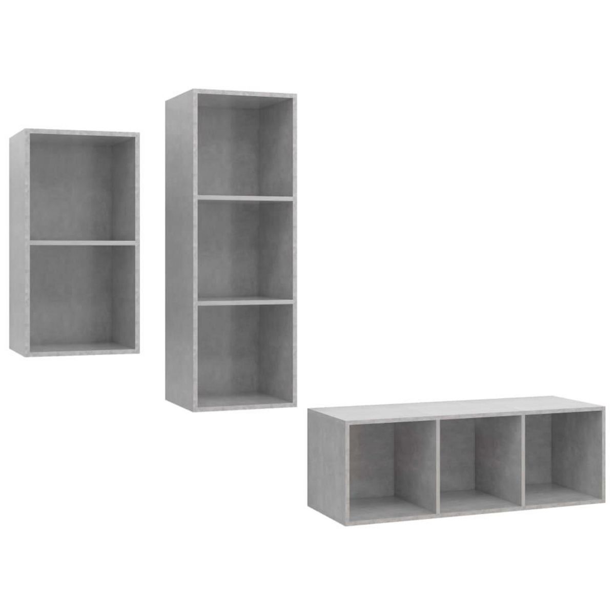 VIDAXL Ensemble de meuble TV 3 pcs Gris beton Bois d'ingenierie