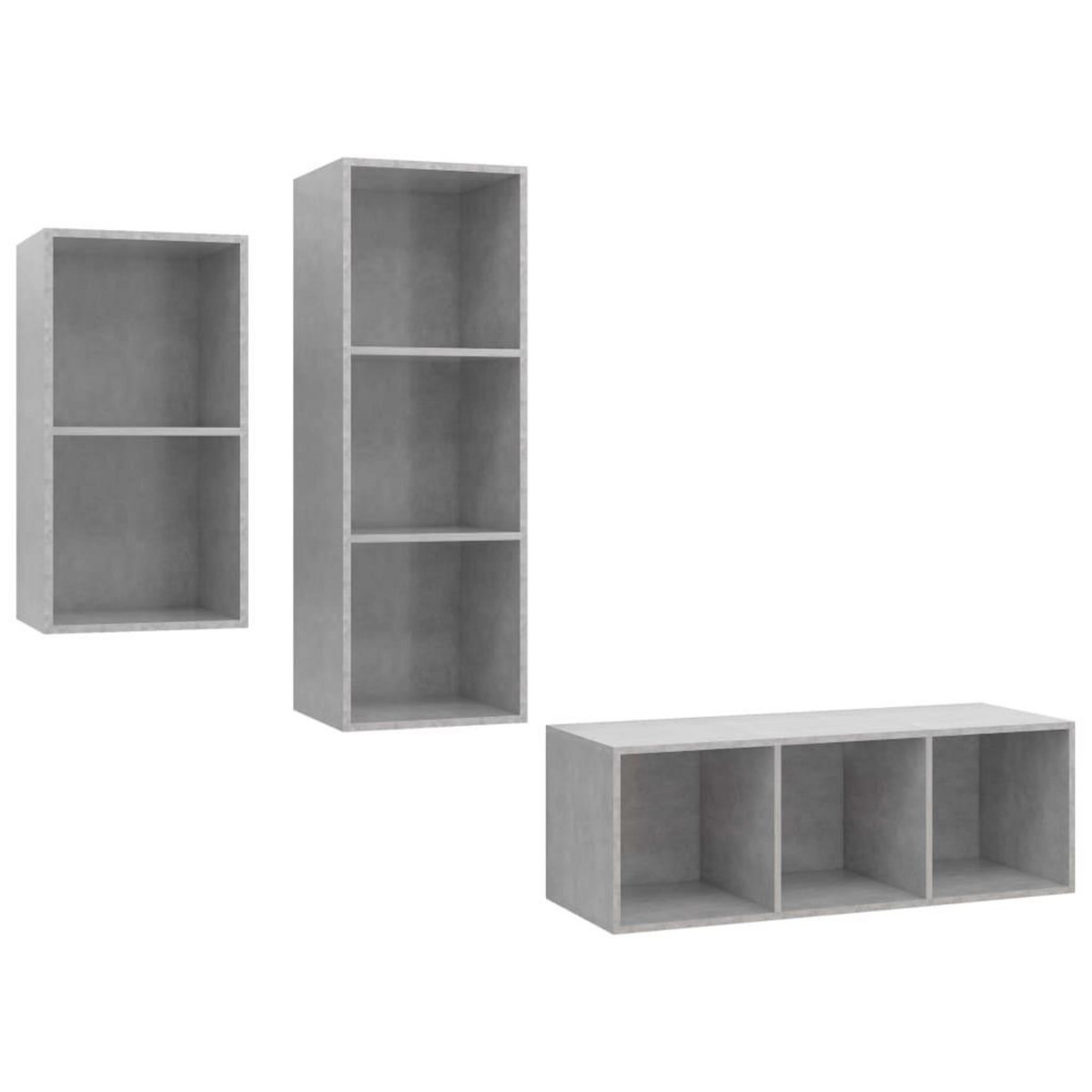 VIDAXL Ensemble de meuble TV 3 pcs Gris beton Bois d'ingenierie