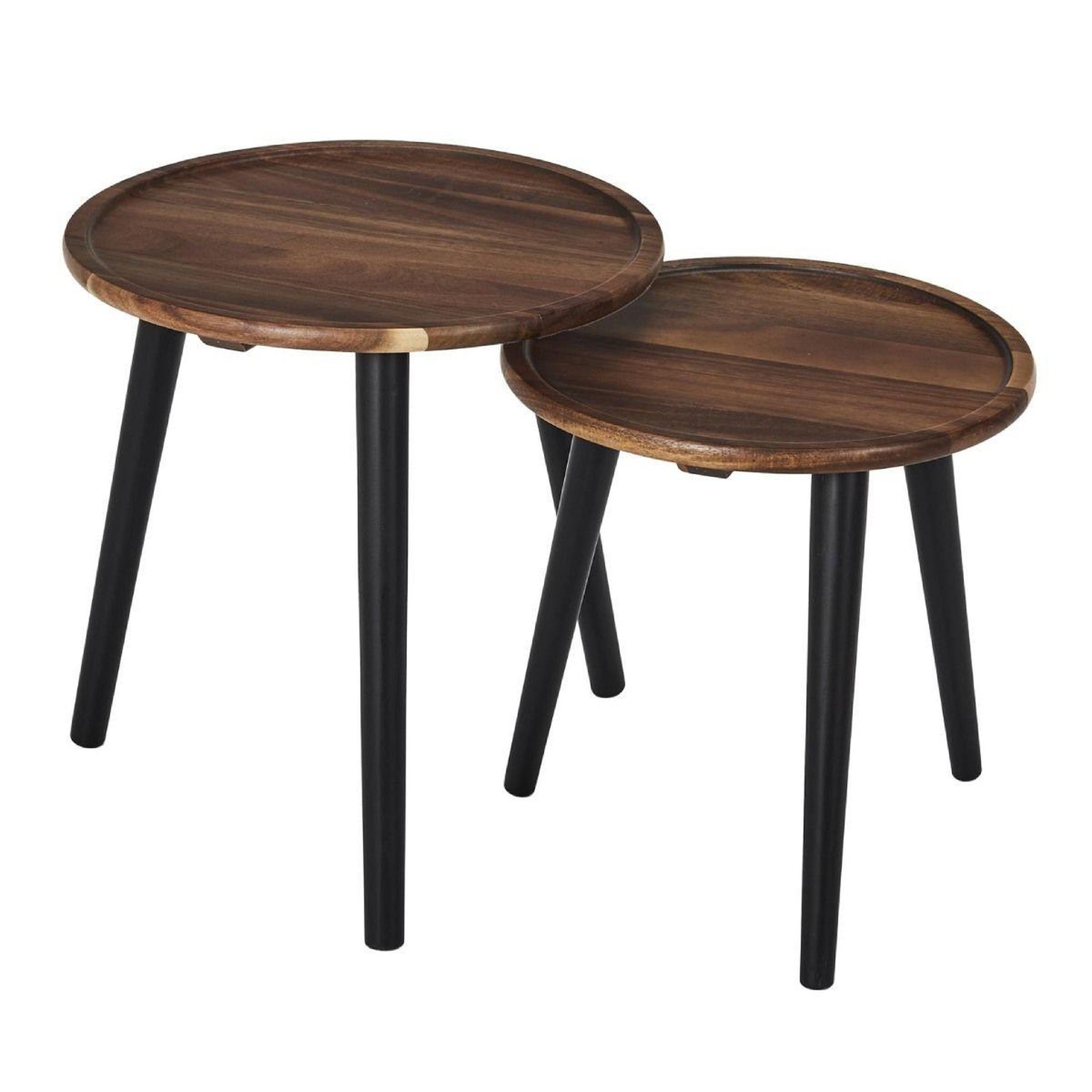 The Home Deco Factory Lot de 2 tables basses gigognes  galet  39cm marron