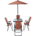 Habitat et Jardin Table et chaises de jardin avec parasol en métal  Convivia  - 4 places - Terracotta