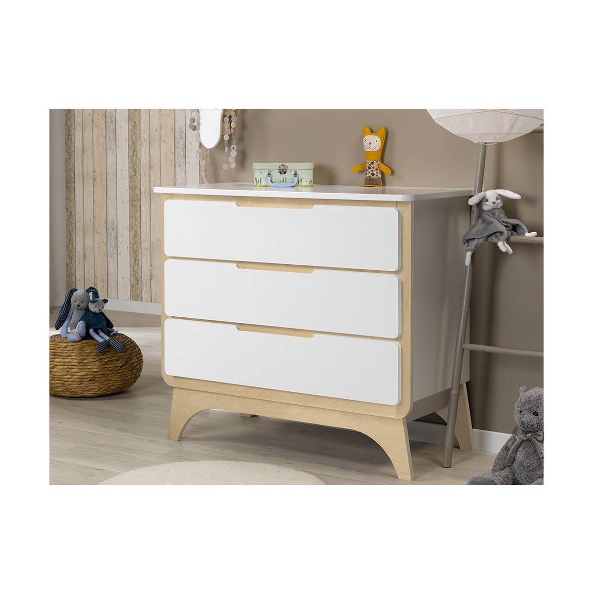 Ensemble lit bébé 70 x 140 cm évolutif + commode PRATIC