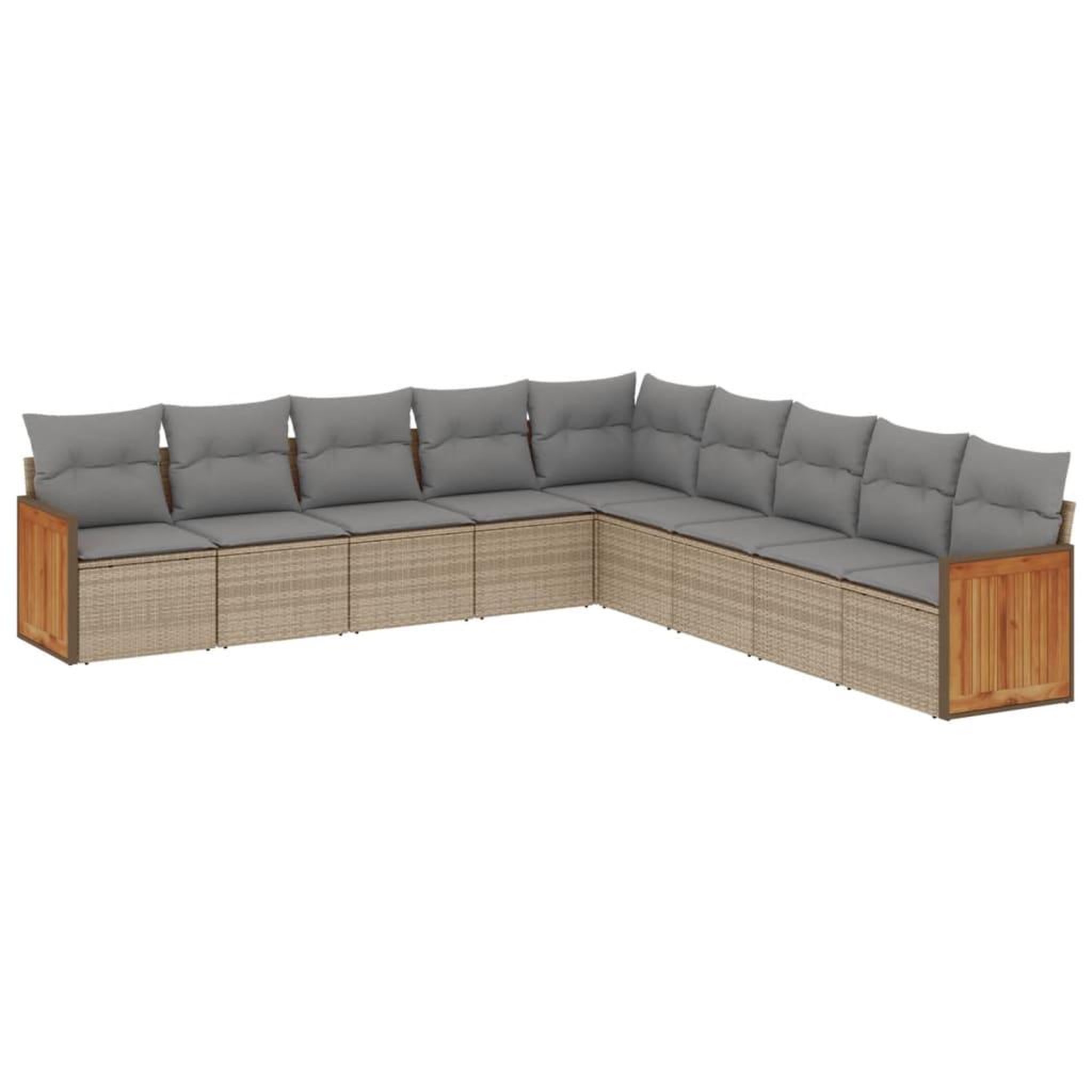 Voir la diapositive 2 : VIDAXL Salon de jardin avec coussins 9 pcs beige resine tressee