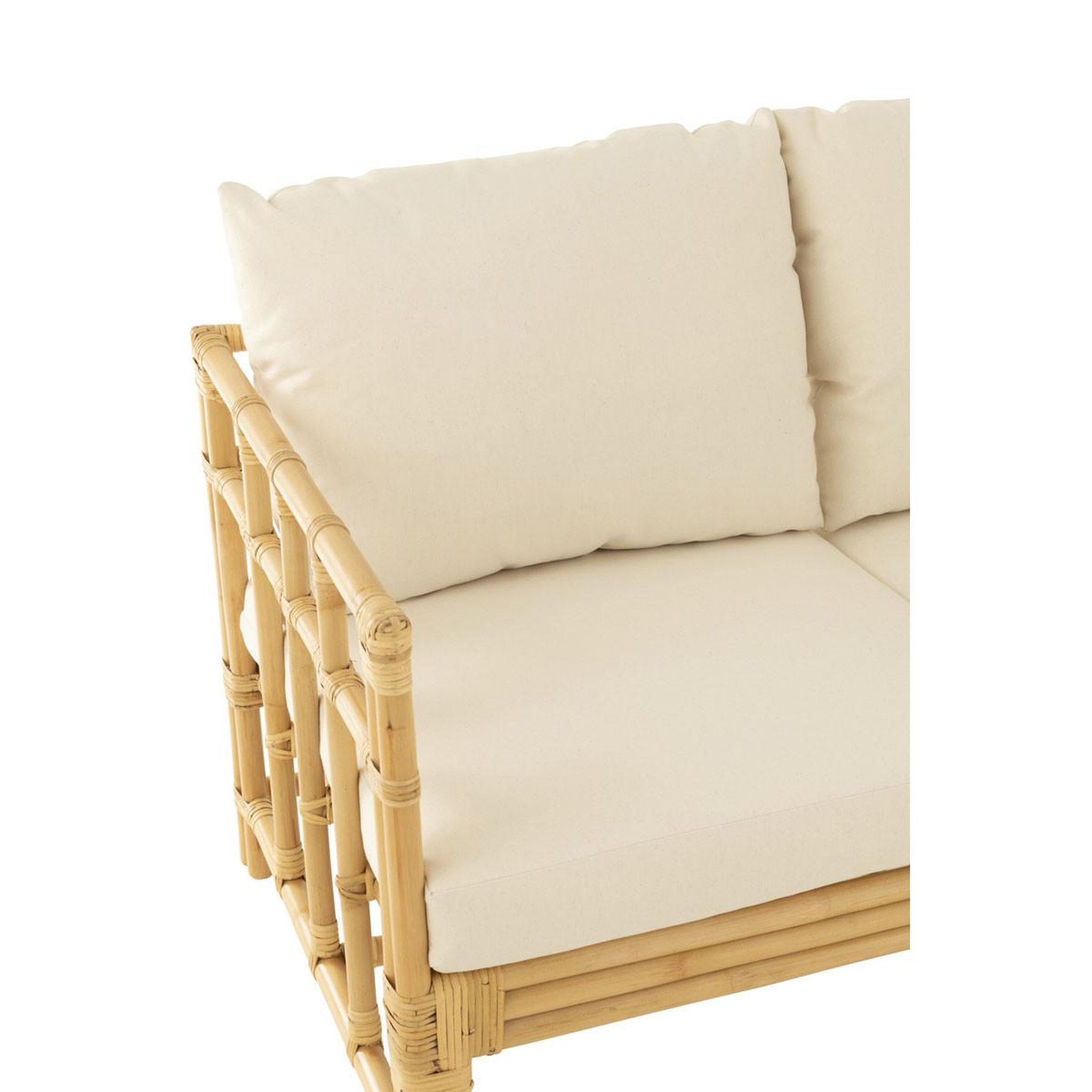 Voir la diapositive 5 : J-LINE Canapé 2 places rotin & coussin  elise  127cm naturel