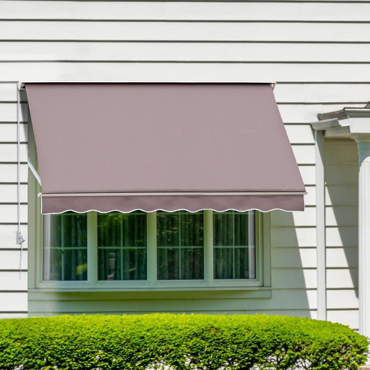 OUTSUNNY Store banne manuel inclinaison réglable aluminium polyester imperméabilisé 70L x 180l cm taupe clair