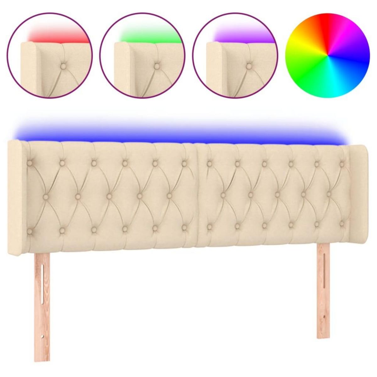 VIDAXL Tete de lit a LED Creme 147x16x78/88 cm Tissu