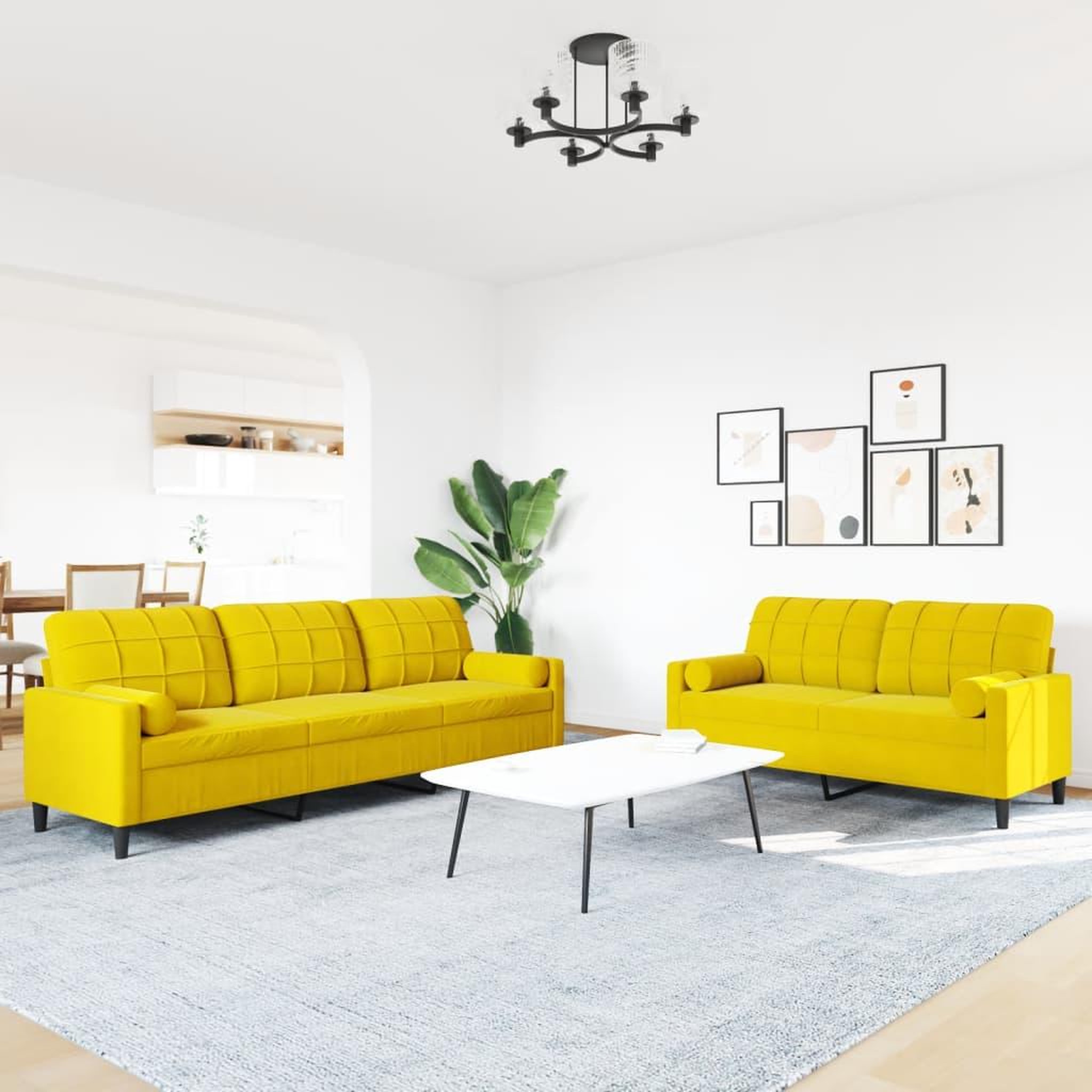Voir la diapositive 3 : VIDAXL Ensemble de canapes 2 pcs avec coussins et traversins velours