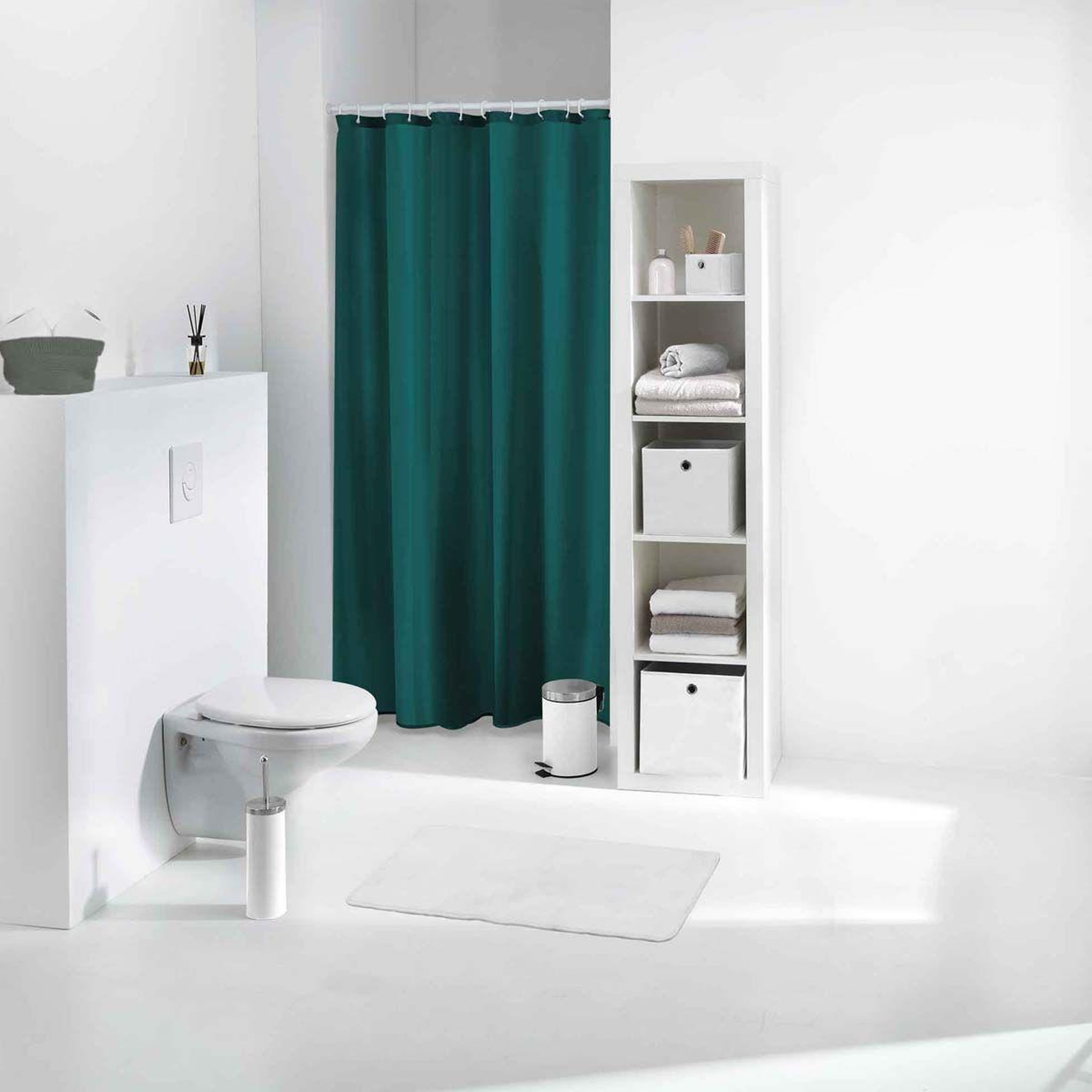 Voir la diapositive 2 : Douceur d'Intérieur Rideau de douche peva  vitamine ii  180x200cm bleu émeraude