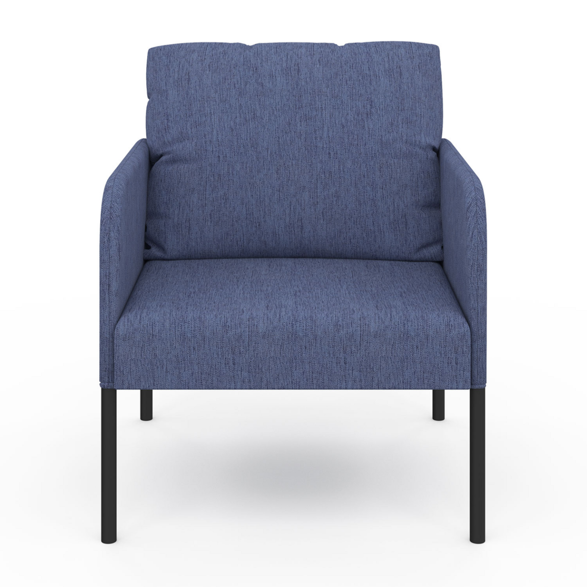 ID MARKET Fauteuil AUGUSTE tissu bleu pieds métal noir