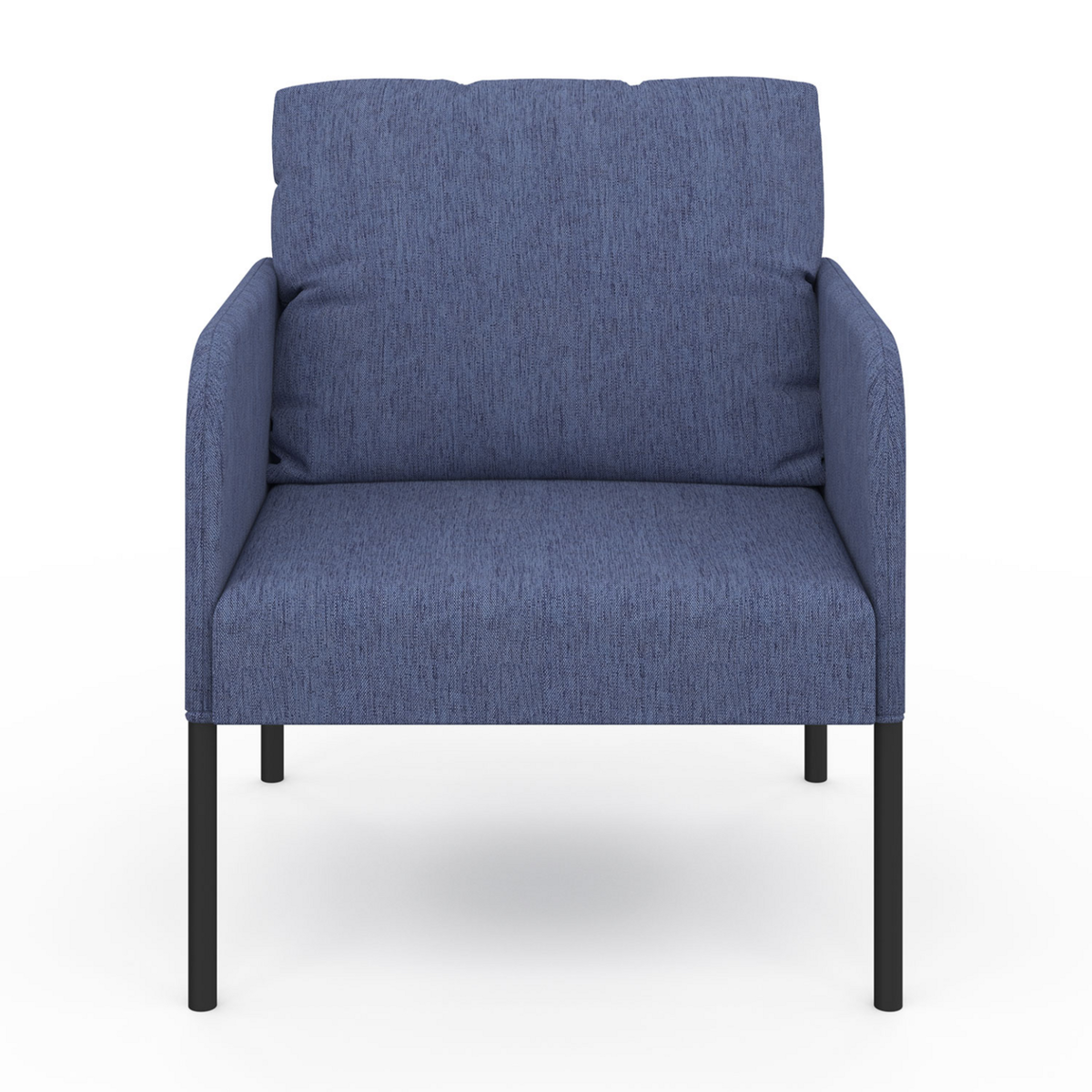 ID MARKET Fauteuil AUGUSTE tissu bleu pieds métal noir
