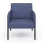 Voir la diapositive 3 : ID MARKET Fauteuil AUGUSTE tissu bleu pieds métal noir