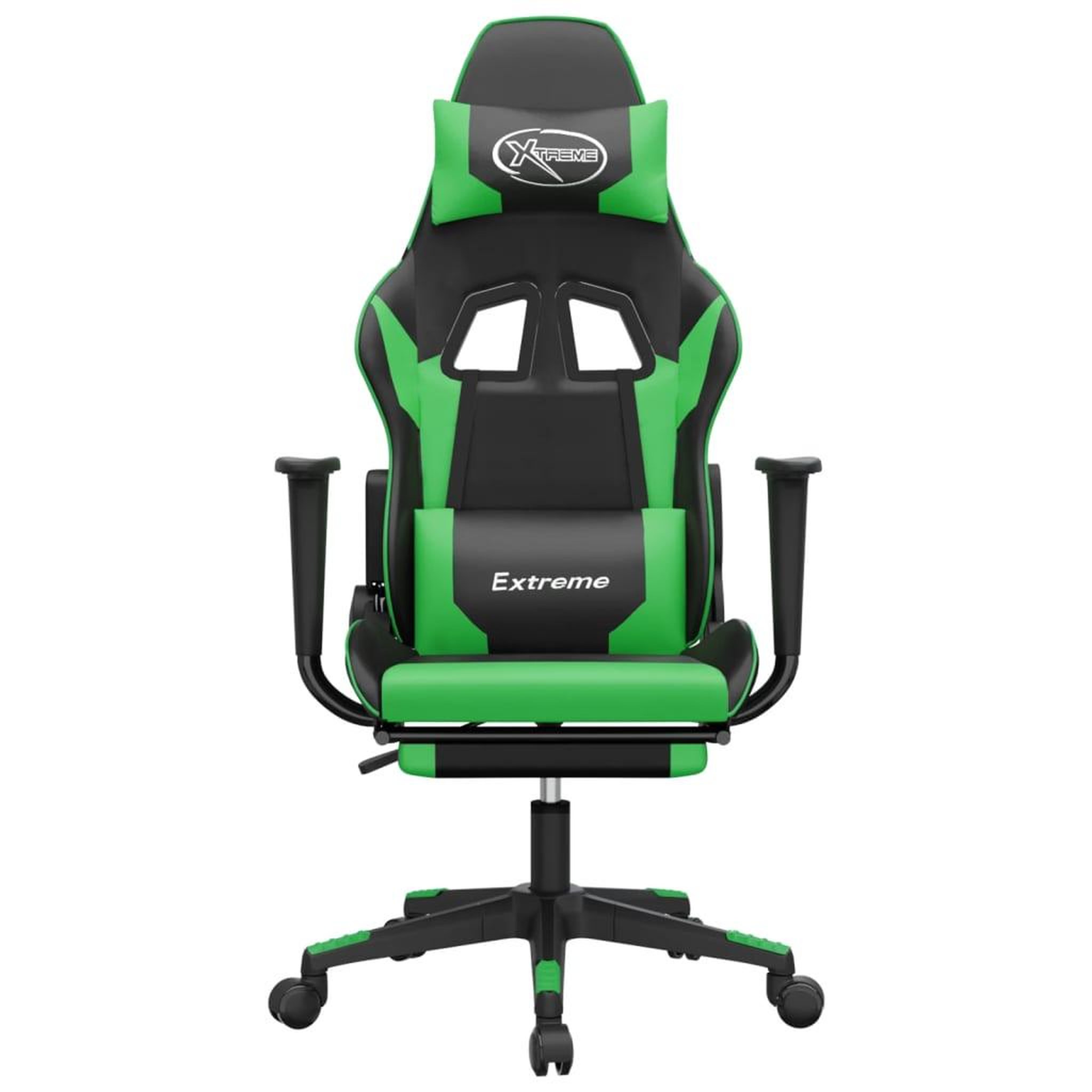 Voir la diapositive 3 : VIDAXL Chaise de jeu avec repose-pied Noir et vert Similicuir