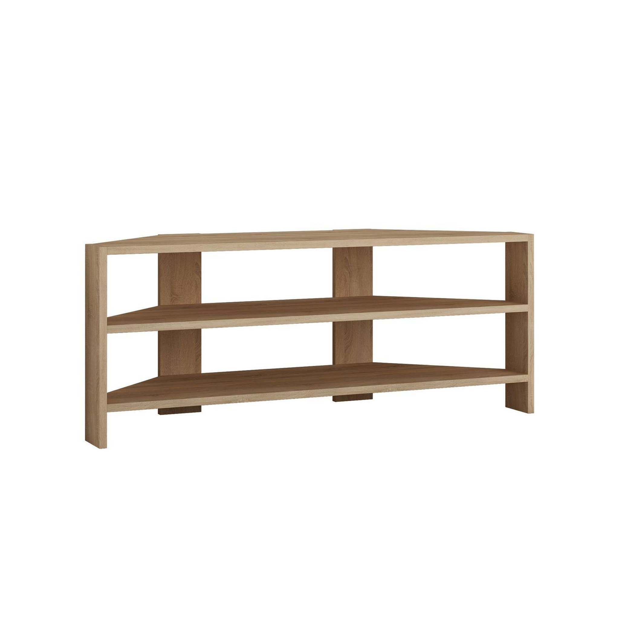 TOILINUX Meuble TV d'angle design scandinave Thales - L. 114 x H. 45 cm - Marron